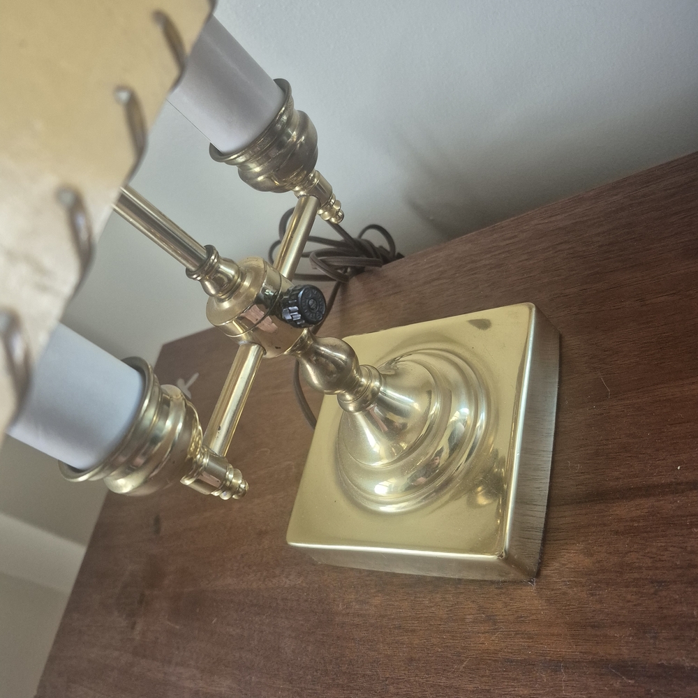 Elegant Tan Table Lamp with Gold Accents - Picture 10 of 14